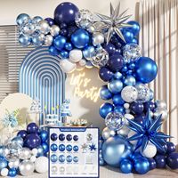Kit de guirlande de ballons bleus et argentés, arche de ballons métalliques en forme d'étoile pour les décorations de fête d'anniversaire, de baby shower, de remise de diplôme