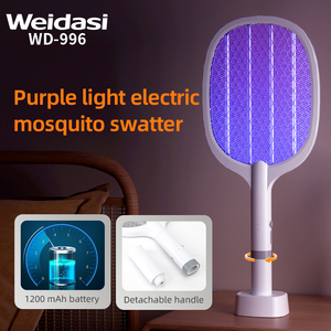 Nouvelle conception 2024, raquette anti-moustiques électrique rechargeable <span class=keywords><strong>2</strong></span> en 1, poignée détachable, deux ports d'entrée Type-C, raquette anti-moustiques - Product Image 5