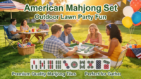 Tapis de mahjong avec règles, inodore, sans PAH, sans plis, tapis de mahjong américain antidérapant, réduction du bruit, cadeau