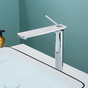Grifo de lavabo monomando de cobre para baño, grifería de lavabo elevada para grifo de agua fría y caliente, ideal para hoteles y hogares. - Product Image 2