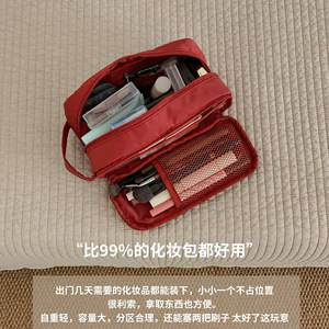 Cosmetic Organizer <b>Bag</b> <b>Large</b> Capacity Zipper Closure Textile Material Simple Style Unisex for Travel <b>Makeup</b> Storage - Product Image 5