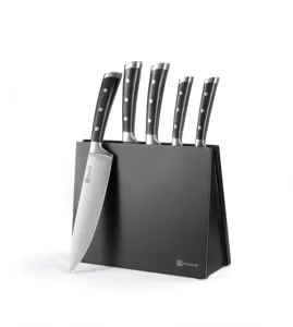 Altra Sharo 5PCS厨师刀高碳钢刀片ABS手柄带木架OEM菜刀套装Gloden供应商
