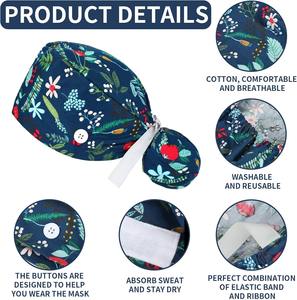 Bandeau mignon imprimé pour clinique dentaire casquette de travail chapeaux de gommage dentaire casquettes de gommage dentaire cravate dos chapeau unisexe respirant - Product Image 2