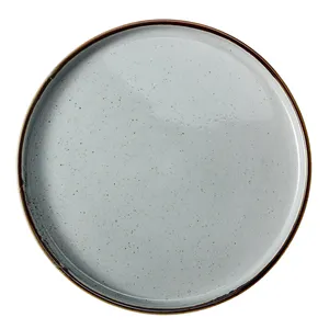 Dinner Porcelaine Plates Hotel Restaurant Newest Classic Customize Logo Grey 7.5/9.5/12 Inch Porcelain Round Dish Ceramic Dinner Plate