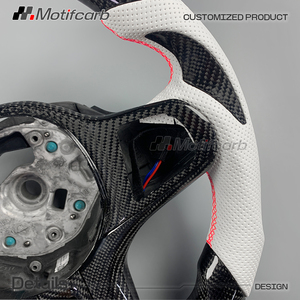 Volante de Fibra de Carbono LED Personalizado para BMW G12 G20 G30 M2 M3 M4 M5 X3 X4 X5 X6 2017-2026 con Empuñaduras de Cuero Perforado Blanco - Product Image 4