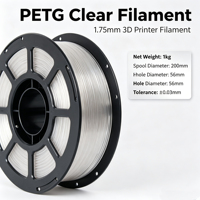 MEIJIMEI Crystal Clear PETG 3D-printerfilament 175mm Transparant met Hoge Helderheid Glasachtige Afwerking 1kg Kunststof Staven