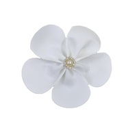 Flores de cinta de grogrén con roseta de pétalos con botón acrílico utilizado para accesorios para el cabello