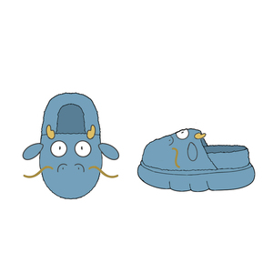 Chaussons en peluche unisexe antidérapants à bout fermé, personnalisés, chauds, doux, mignons, amusants, motif dinosaure ou dragon, style anime, pour l'hiver – Vente en gros à succès - Product Image 1