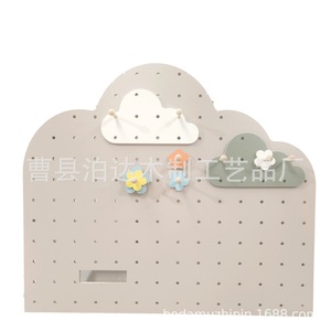 Solid Wood Pegboard <b>Wall</b> <b>Shelf</b> Rectangle Punch Free <b>Wall</b> <b>Mounted</b> Storage Rack Entryway Display Organizer - Product Image 4