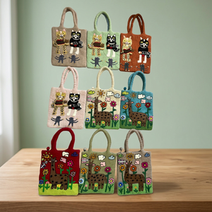 Fancy Kids School Bags Merino Wool Felt Two Straps Zipper Closure Eco-friendly Handmade in Nepal - Product Image 3