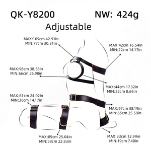 QKKQ Ensemble de bondage érotique pour le corps : dispositif de liaison mains-poitrine-taille, sangle de compression pectorale, sangle de retenue, menottes, sangle de cuisse, ceinture BDSM - Product Image 6