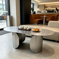 Table basse ovale moderne en acier inoxydable, design minimaliste, pour la maison, les petits appartements, les salons, les hôtels, les réunions informelles