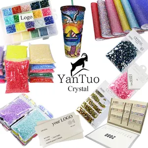 Yantuo High Quality 5mm-14mm Nail Art Flatback Round Acrylic Decorations Rose Rhinestone For Dress Making Acrylic Gem