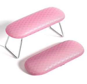Portable Nail Arm Rest Cushion Soft Leather <b>Foldable</b> Plaid Waterproof Manicure Hand Pillow Salon Pink White Tool Wholesale - Product Image 1