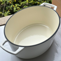 Bright Houseware – Nouveauté : Cocotte en fonte émaillée rouge personnalisée de 29 cm, style britannique, pour la cuisson en gros