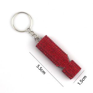 Sinh Tồn An Toàn Pha Lê Rhinestone Tiếng Còi Bling Kim Loại Phẳng Còi Móc Chìa Khóa Khẩn Cấp Phụ Nữ Tự Vệ Keychain Kit Kim Cương - Product Image 6