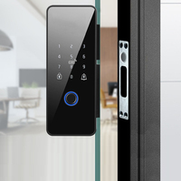 Serrure de porte en verre sans cadre avec lecteur de carte pour espaces de coworking, salles de sport, halls d'accueil, clubs de yoga, pilates, danse et centres sportifs