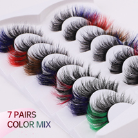 7 Paar 3D Farbige Synthetische Wimpern Set Maschinengefertigt für Festliche Silvester-Cosplay-Partys Bühnen-Make-up-Aufführungen