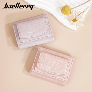 กระเป๋าสตางค์แบบพับสามตอนสำหรับผู้หญิง Baellerry สีพื้นอเนกประสงค์ ใส่เหรียญได้ ใช้ได้ทุกวัน - Product Image 3