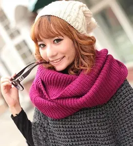 Wholesale knitted infinity scarf for women and men plain warm scarf