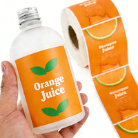 Autocollant personnalisé imperméable auto-adhésif pour fruits et boissons, emballage de bouteilles en plastique pour jus avec étiquette privée