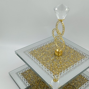 FOSUN Bestseller Umweltfreundliche Drehbare Kristallplatten Dreifach-Kreisförmige Glasplatte für Obst- und Kuchenpräsentation - für Hochzeiten und Feiern - Product Image 2