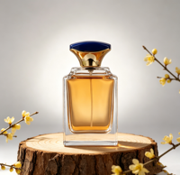 Flacon de parfum en verre transparent rectangulaire à fond épais haut de gamme avec pulvérisateur à pompe, capacité de 100 ml, couleur personnalisée