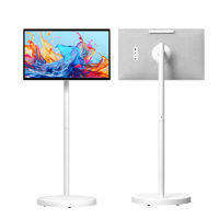 Televisor Inteligente Android Portátil de 27 Pulgadas con Full HD 1080p, Retroiluminación LED Directa, Altavoz Integrado, Soporte para Color Champán