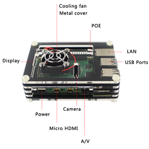 Acrylic Case 9 Layers Box And Transparent Shell With Cooling Fan and Metal protective cover For Raspberry <strong>Pi</strong> 4 Module B - Product Image 3