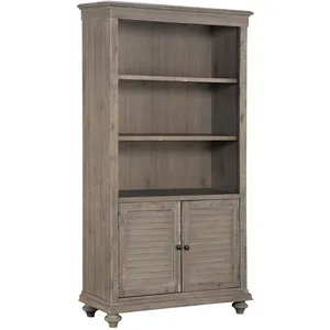 Customized French Vintage Classic Tall Story Wooden Cabinet 40in Light Brown 5-Tier Bookcase For Room