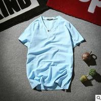 Soldes d'Été : T-Shirt Décontracté en Lin pour Homme, Design Rétro Japonais, Manches Courtes, Deux Boutons, Tissu Satiné, Dernière Tendance