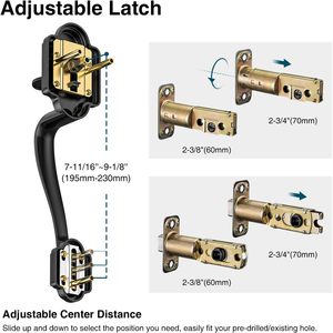 Calzibeno <b>Matte</b> <b>Black</b> Front <b>Door</b> Lock Set Classic <b>Knob</b> With Deadbolt Reversible For Right Left <b>Door</b> Anti Theft Key Operated - Product Image 5