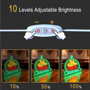 Halal Arabic Letreros Neon LED indoor hanging ambient light shop <b>sign</b> wall decoration light entrance indicator light Customized - Product Image 2