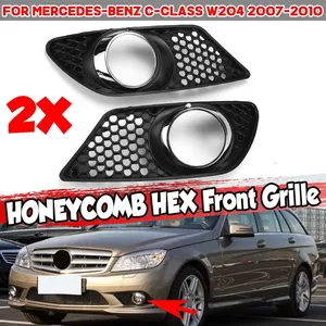 กระจังหน้ารถ W204ไฟตัดหมอกหน้ารถยนต์ฝาครอบตาข่ายรังผึ้งสำหรับ Mercedes C-Class W204 2007-2010 A2048850253 A2048850353 - Product Image 1