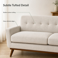 Kingfun Ensemble Canapé Deux Places 65 pouces avec Ottoman et Table Basse, Style Moderne avec Rangement, Capitonnage Boutonné, Pieds en Bois, pour Salon