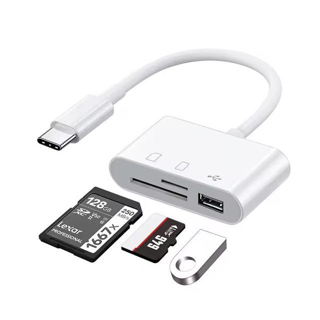 3-in-1 Card Reader Adapter Type C to SD TF Memory Card Reader USB Type C OTG Converter for Phone