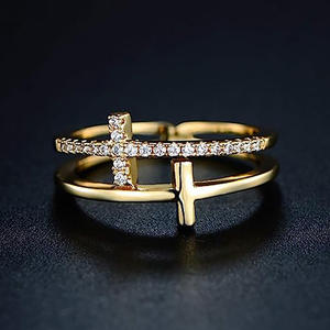 Anello a Croce T0021 Placcato Oro con Zirconia Cubica, Gioiello Cristiano Unisex, Regalo di Moda - Product Image 6