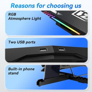 Base di Raffreddamento per Laptop con 6 Ventole e Porte USB, Supporto per Laptop fino a 21 Pollici, Raffreddamento ad Aria, in Plastica, CE RoHS, 0.55kg, CN;GUA K7 - Product Image 5