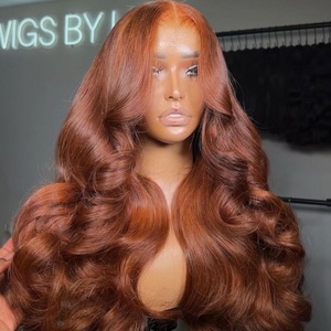 Perruque Lace Front HD Luxe en Cuivre Ondulé Gingembre, 100% <span class=keywords><strong>Cheveux</strong></span> Humains Vierges Remy, Pré-Pluckée avec Baby Hair, Vente en Gros - Product Image 1