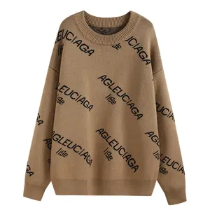 Custom OEM ODM Women's Sweater Long Sleeve Jacquard Knitwear Round Neck Women Clothes Knitted Pullover Sweater Women