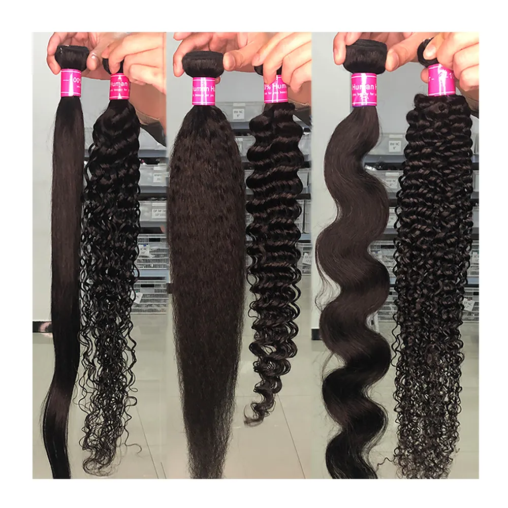 Mink Brazilian Virgin Human Hair Weave Extension Wholesale Raw Deep Curly Wave Cuticle Aligned Human Hair Double Drawn Bundles