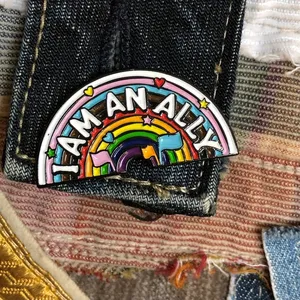 Wholesale Gay Pride Lapel Badge Custom I Am An Ally Rainbow Metal Enamel Pin For Clothes Bag