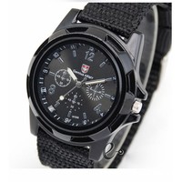 Reloj Deportivo Unisex de Moda con Correa de Nailon y Tela, Estilo Militar, Luminoso, de Aleación, 40mm