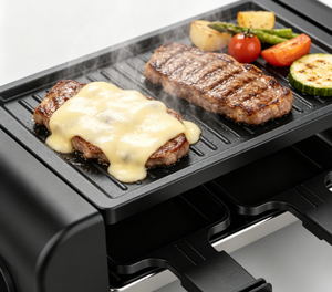 Grill <span class=keywords><strong>Raclette</strong></span> Électrique OEM pour <span class=keywords><strong>2</strong></span> Personnes, <span class=keywords><strong>2</strong></span> Plaques Amovibles Antiadhésives en PTFE, Plaque en Acier Inoxydable, Usage Domestique - Product Image 1