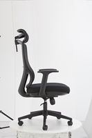 Chaise de bureau ergonomique moderne en maille avec appui-tête réglable, support lombaire, base en plastique, pivotante et pliable pour la maison, le bureau ou l'hôtel