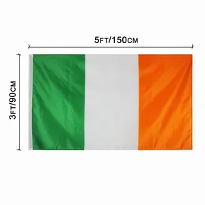 3x5 قدم علم الدولة الشاشة الحريرية الطباعة الأخضر الأبيض أورانج rti اللون مخصص البلاد شمال الأيرلندية ايرلندا أعلام