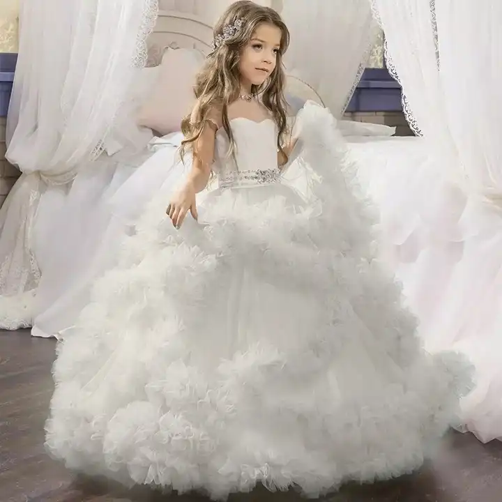 Princess White Lace Flower Girl Dresses 2017 New Sheer Long Sleeves First  Communion Birthday Party Dresses Girls Pageant Dress For Weddings From  Liuningshop, $73.72 | DHgate.Com