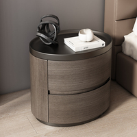 Table de Chevet 2025 Moderne Minimaliste en Noyer, Meuble de Chambre à Coucher Haut de Gamme en Chêne, Assemblé en Inde, Luxe Léger