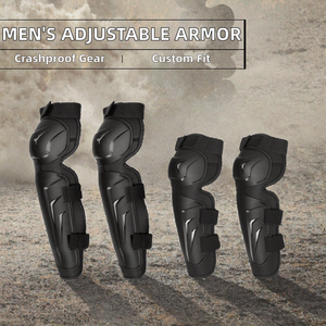 Ensemble d'armure de motocross unisexe réglable et personnalisable, 4 pièces : genouillères, coudières, protections de hanche, protection de jambe antichoc, flexible pour le tout-terrain - Product Image 1