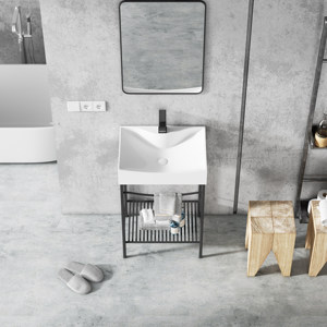 Nuevo diseño, lavabo de <span class=keywords><strong>baño</strong></span> rectangular, Base de consola, lavabo de cerámica y soporte de consola de <span class=keywords><strong>toallas</strong></span> - Product Image 2